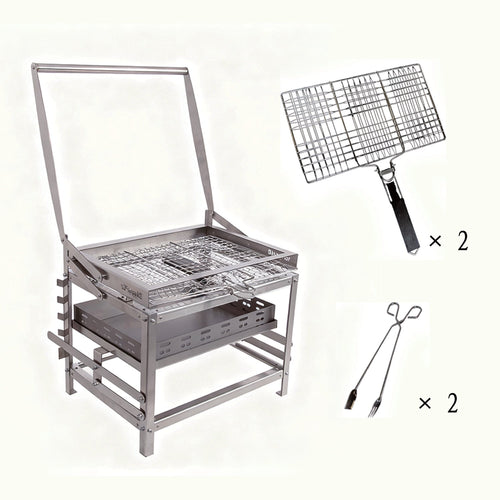 Adjustable Rotating Stainless Steel Charcoal BBQ Grill