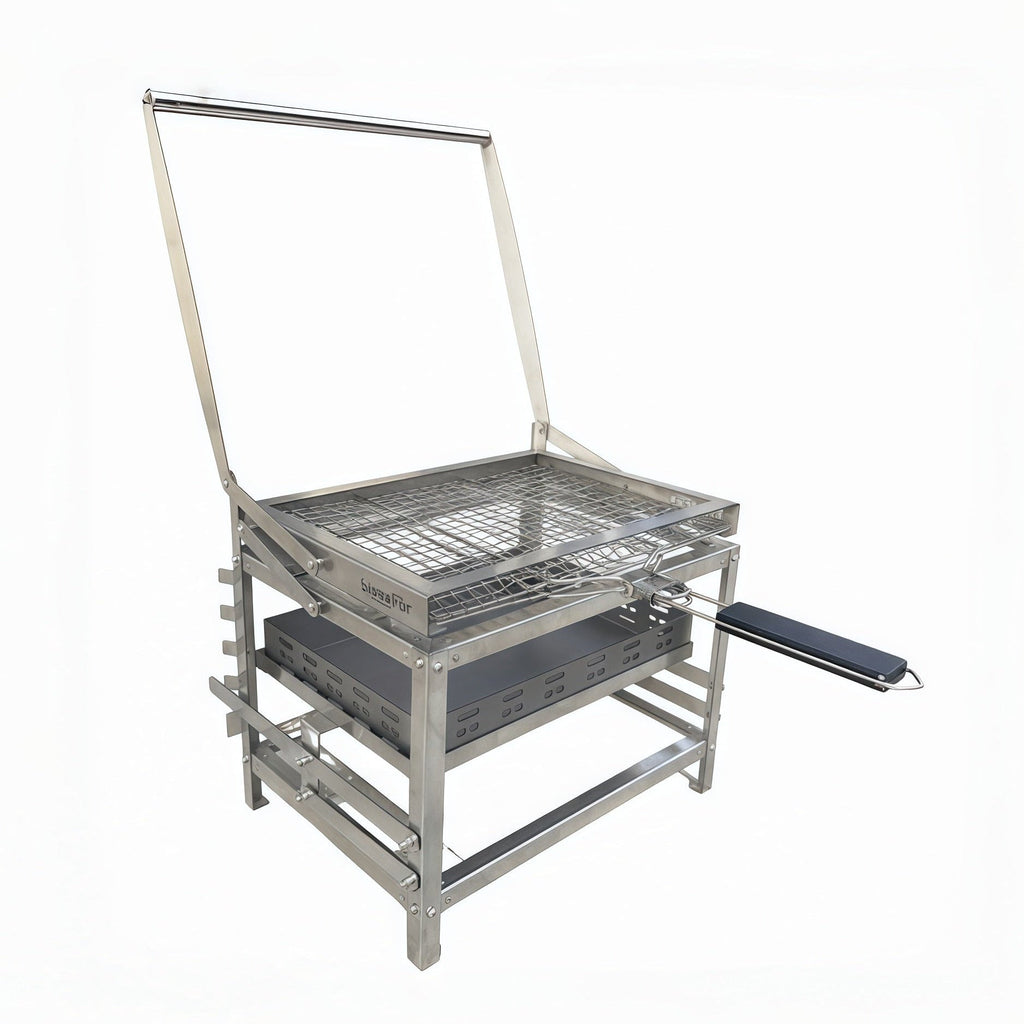 Adjustable Rotating Stainless Steel Charcoal BBQ Grill