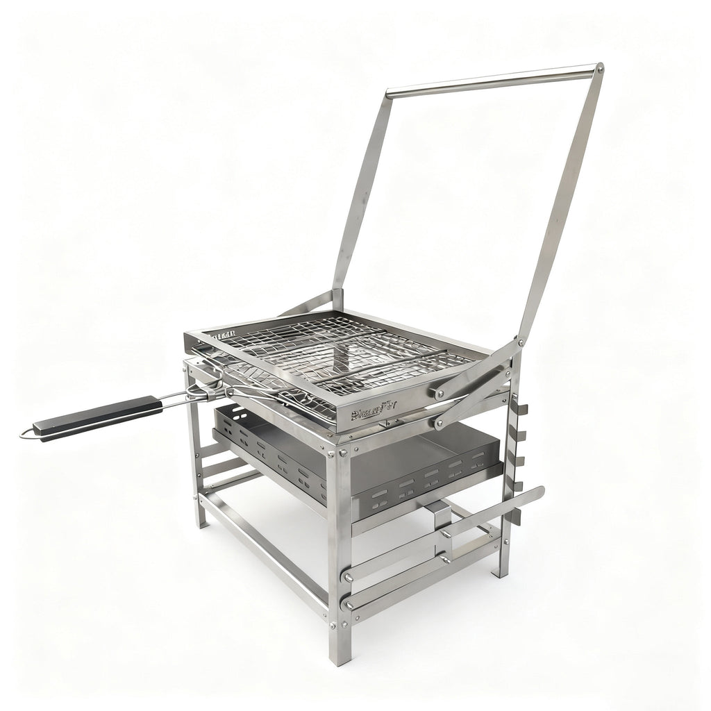 Adjustable Rotating Stainless Steel Charcoal BBQ Grill